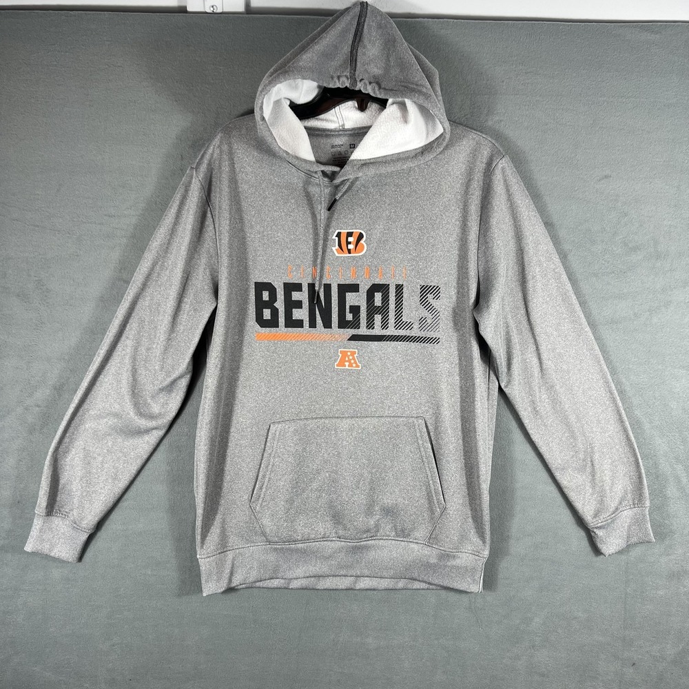 Cincinnati Bengals NFL‎ Fan Apparel Hoodie Sweatshirt Men's Medium Gray Orange